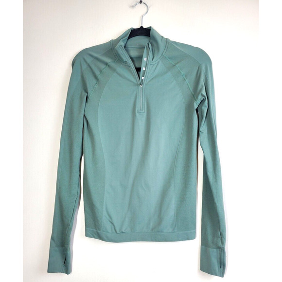 Sweaty Betty Womens 4-6 Athlete Seamless Half Zip Long Sleeve Top Small Green - Picture 9 of 9